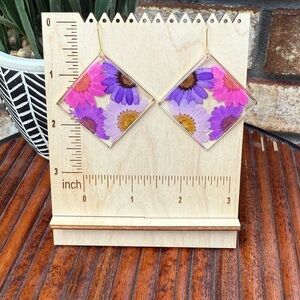 🌼 Bright Floral Resin Earrings | Gold Plated Stainless Hooks | Handmade
